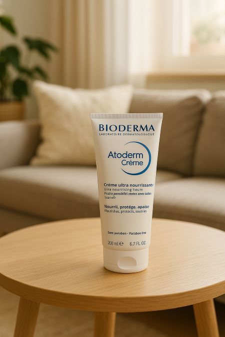 Bioderma Atoderm ilustračný obrázok produktu v obývačke